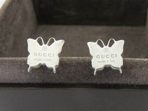 gucci sterling silver butterfly earrings|gucci interlocking gg earrings.